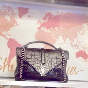 Sold- Auth YSL Mock Croc Leather Large College’ bag Sold